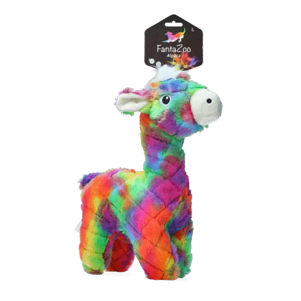 Peluche per cani in materiale riciclato con squeaker, L, 32 x 16 cm – FantaZoo Alpaca