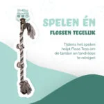 Corda per cani in cotone con 4 nodi, 85 cm – Floss Toss Natural Dental Ropes Dental Rope 4 Knot - immagine 2