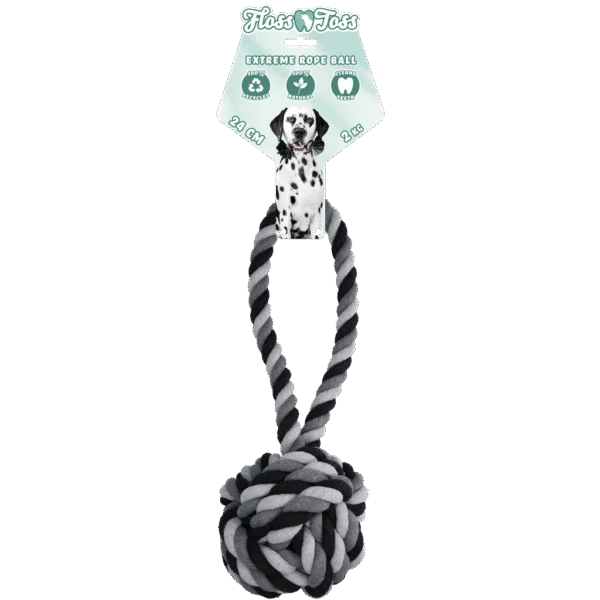 Corda per cani in cotone con palla, 60 cm – Floss Toss Natural Dental Ropes Dental Rope Exteme Tug and Ball