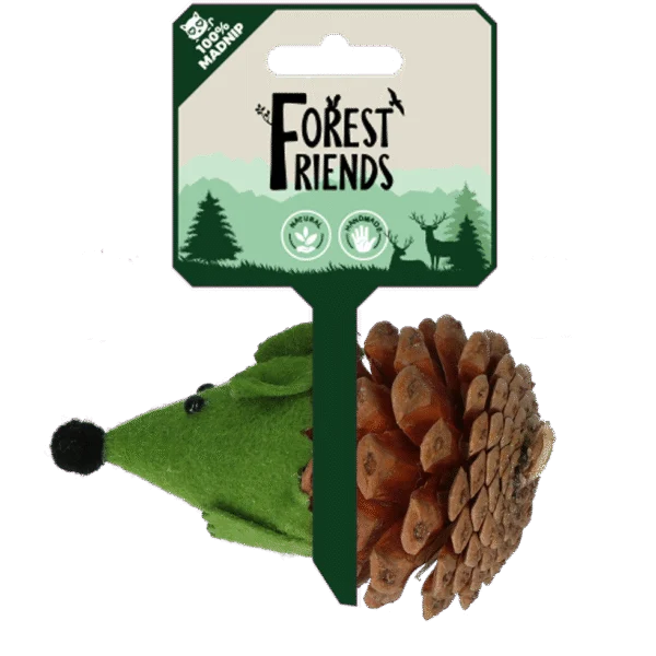 Topolino giocattolo per gatti in pigna e feltro con Madnip, verde, 8 cm – Forest Friends Mouse