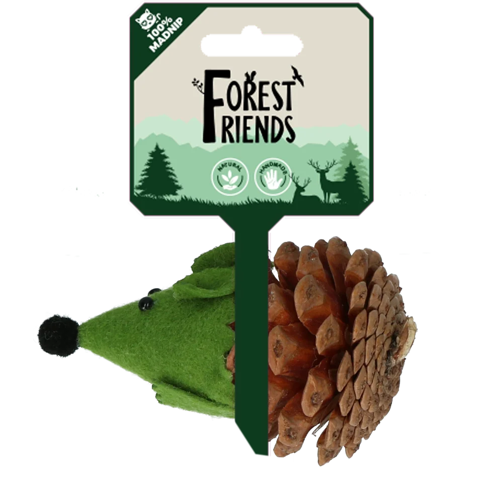 Topolino giocattolo per gatti in pigna e feltro con Madnip, verde, 8 cm – Forest Friends Mouse - immagine 1