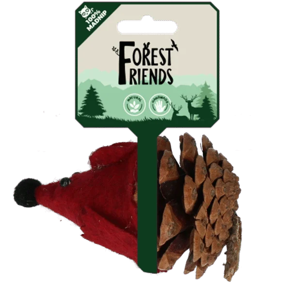 Topolino per gatti in pigna e feltro con Madnip, rosso, 8 cm – Forest Friends Mouse