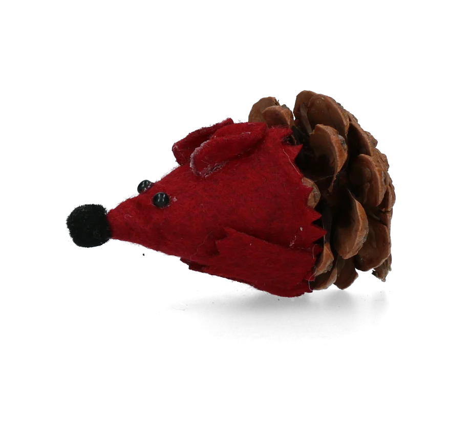 Topolino per gatti in pigna e feltro con Madnip, rosso, 8 cm – Forest Friends Mouse - immagine 2