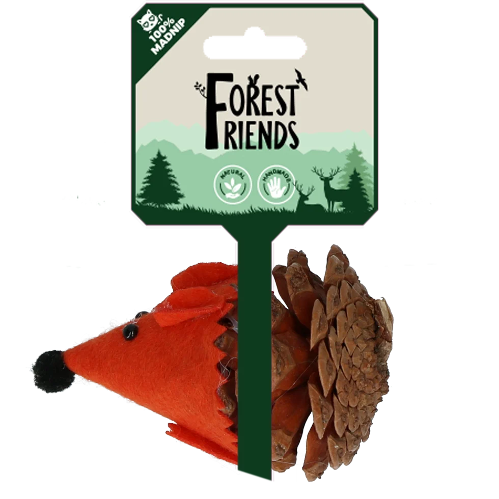 Topolino gioco per gatti in pigna e feltro con Madnip, arancione, 8 cm – Forest Friends Mouse - immagine 1