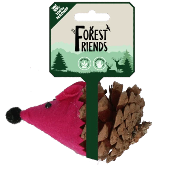 Topolino gioco per gatti in pigna e feltro con Madnip, rosa, 8 cm – Forest Friends Mouse