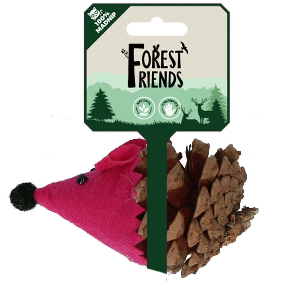 Topolino gioco per gatti in pigna e feltro con Madnip, rosa, 8 cm – Forest Friends Mouse - immagine 1