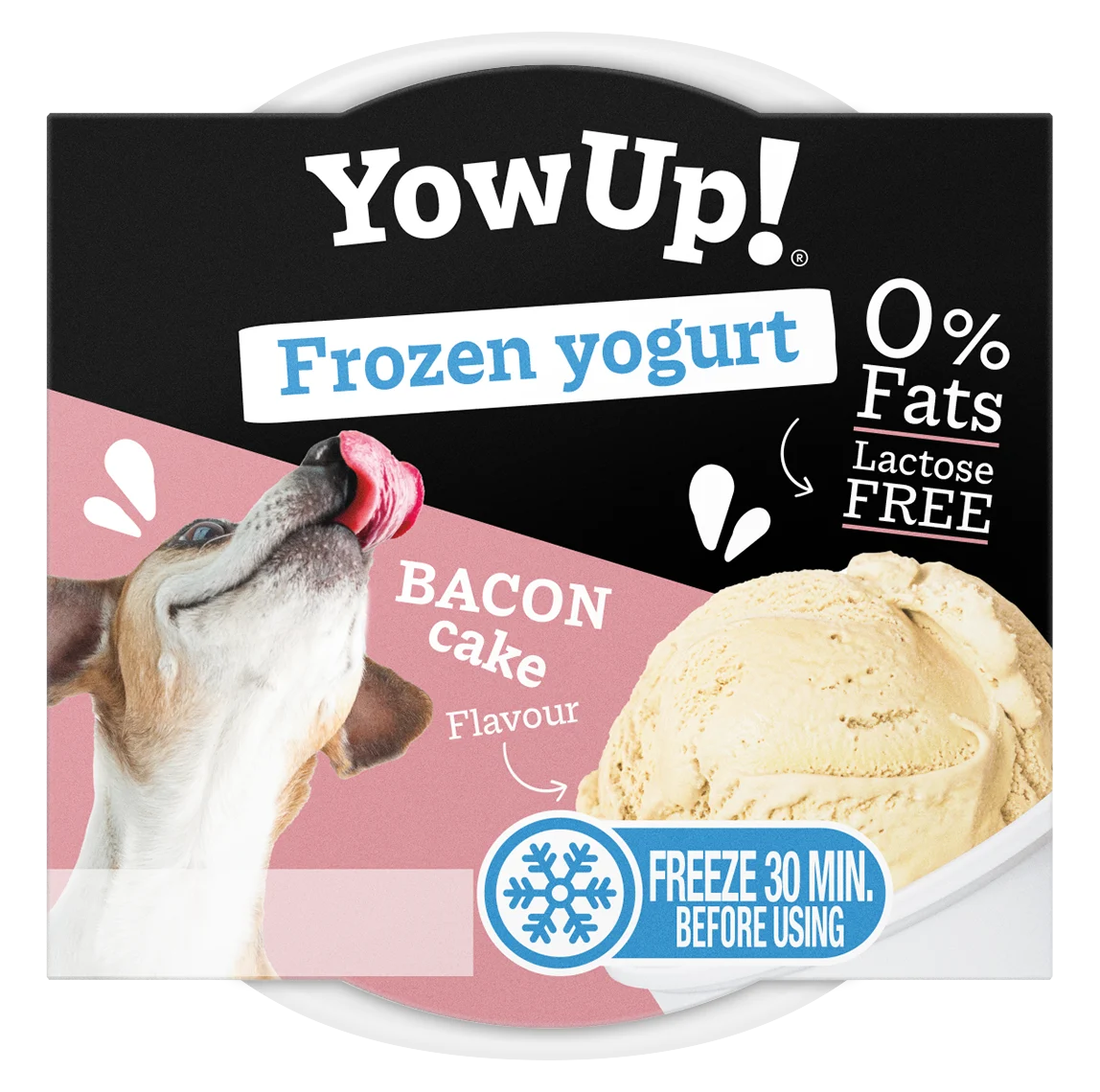 FROYO-Cup-Bacon_HD.png Snack allo yogurt da congelare per cani e gatti, Bacon Cake, 110 g – YowUp! Frozen Yoghurt Bacon Cake - immagine 1