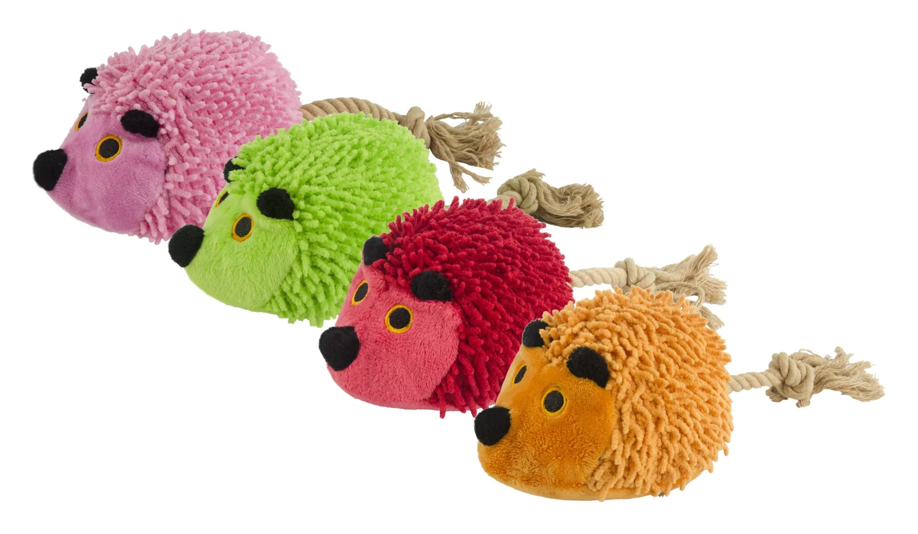Peluche per cani a forma di riccio con coda in corda e squeaker, rosso, 15 x 20 cm – Fuzzle Hedgie With Tail - immagine 3