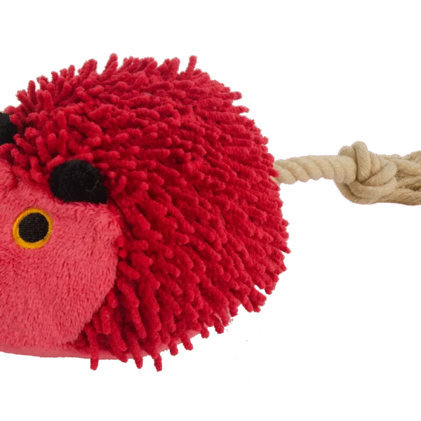 Peluche per cani a forma di riccio con coda in corda e squeaker, rosso, 15 x 20 cm – Fuzzle Hedgie With Tail