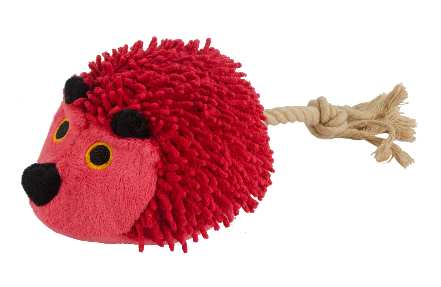 Peluche per cani a forma di riccio con coda in corda e squeaker, rosso, 15 x 20 cm – Fuzzle Hedgie With Tail - immagine 1
