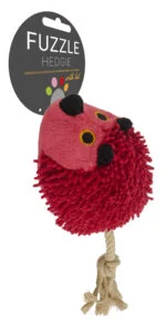 Peluche per cani a forma di riccio con coda in corda e squeaker, rosso, 15 x 20 cm – Fuzzle Hedgie With Tail - immagine 2