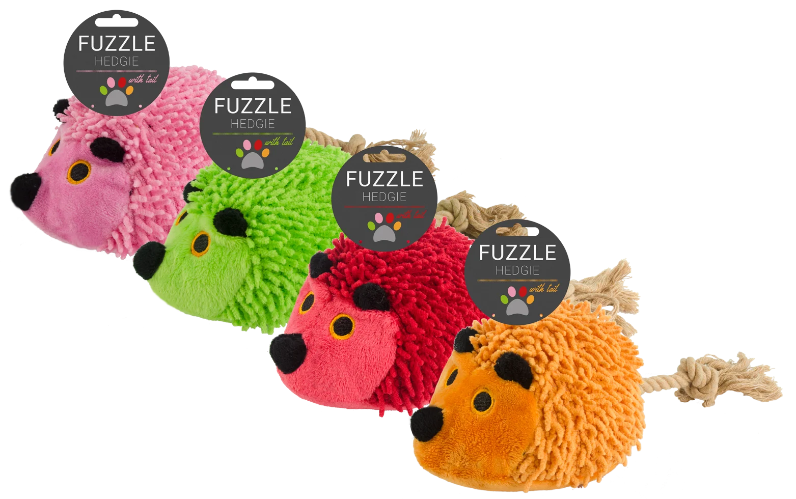Peluche per cani a forma di riccio con coda in corda e squeaker, rosso, 15 x 20 cm – Fuzzle Hedgie With Tail - immagine 4
