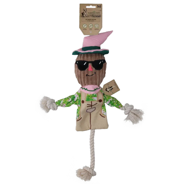 Gioco da tirare a forma di spaventapasseri con corpo frusciante e corda – Garden Paws Scarecrow Scary Harry M