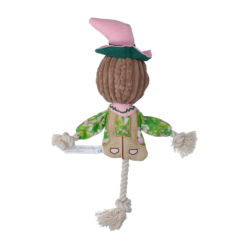 Giocattolo da tira e molla a forma di spaventapasseri con corpo frusciante e corda – Garden Paws Scarecrow Scary Harry S - immagine 3