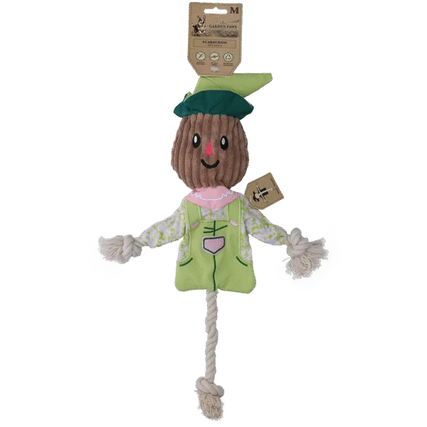 Gioco da tira e molla Scarecrow con corpo frusciante e corda – Garden Paws Scarecrow Indy Fields M