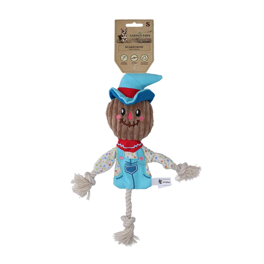 Giocattolo da tiro spaventapasseri con corpo frusciante e corda – Garden Paws Scarecrow Calvin Crow S - immagine 1