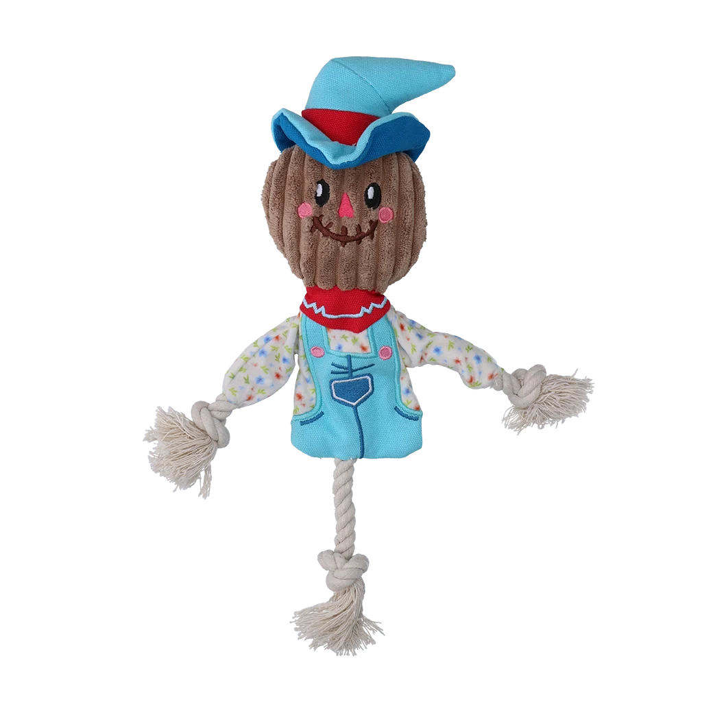 Giocattolo da tiro spaventapasseri con corpo frusciante e corda – Garden Paws Scarecrow Calvin Crow S - immagine 2