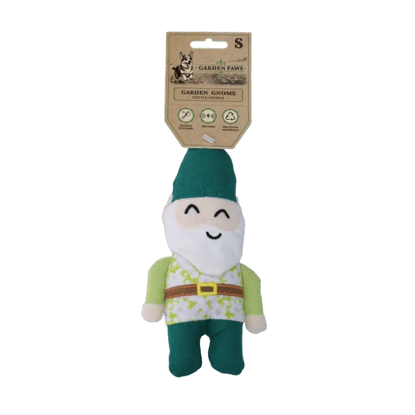 Peluche per cani a forma di gnomo da giardino con squeaker S – Garden Paws Garden Gnome Gentle George S