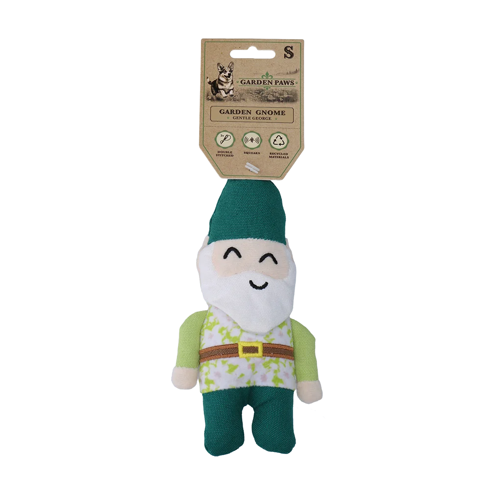 Peluche per cani a forma di gnomo da giardino con squeaker S – Garden Paws Garden Gnome Gentle George S - immagine 1