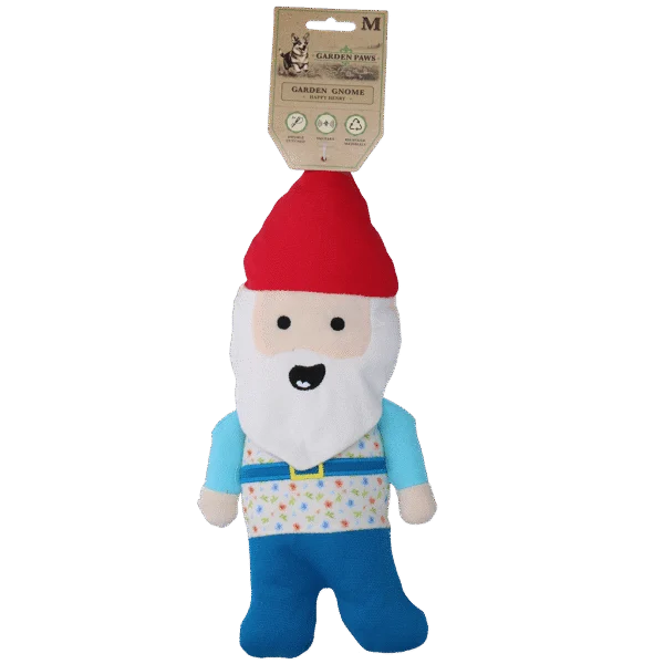 Peluche per cani a forma di gnomo da giardino con squeaker M – Garden Paws Garden Gnome Happy Henry M