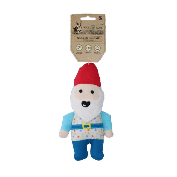 Peluche per cani gnomo da giardino con squeaker S – Garden Paws Garden Gnome Happy Henry S