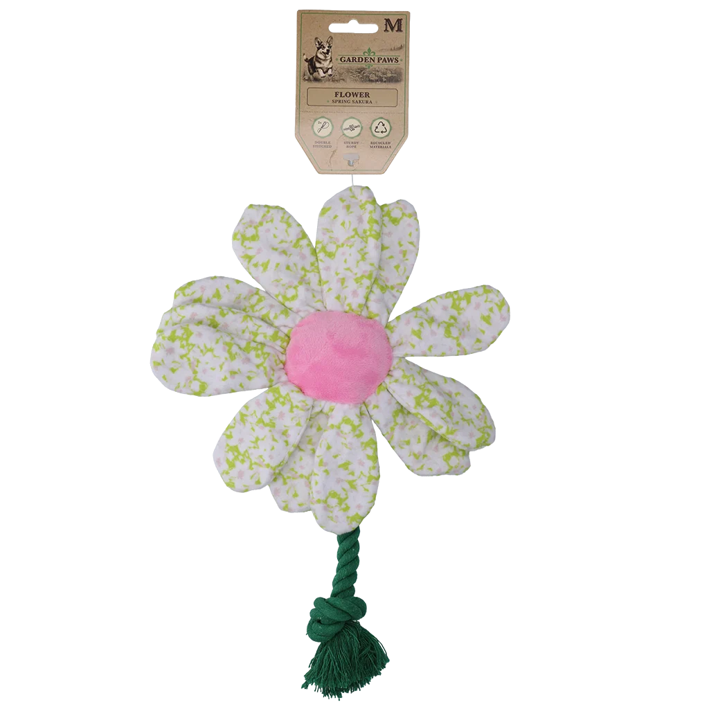 Peluche per cani a forma di fiore con corda, M – Garden Paws Flower Spring Sakura - immagine 1