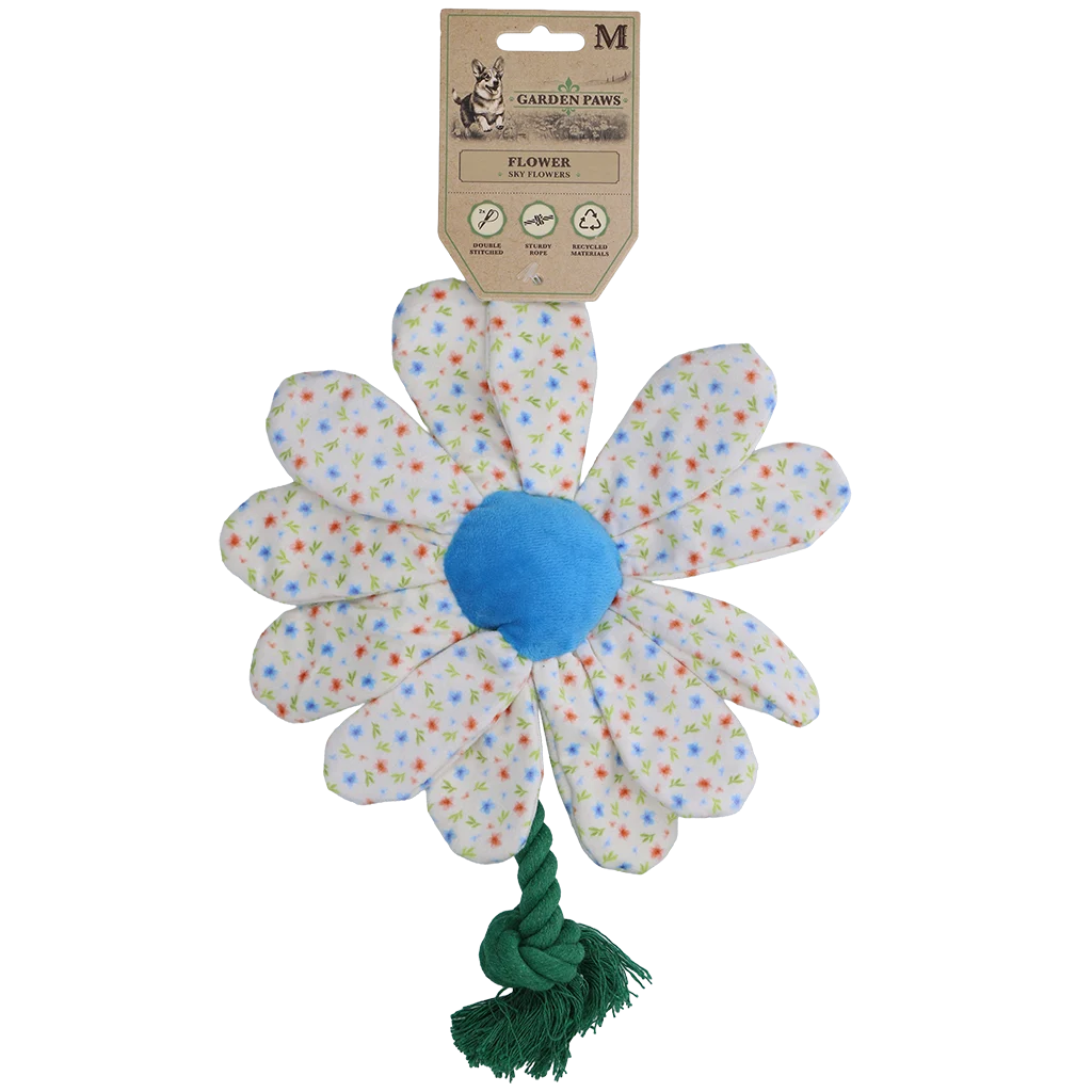 Peluche per cani a forma di fiore con corda, M – Garden Paws Flower Sky Flowers - immagine 1
