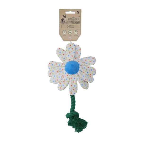 Peluche per cani a forma di fiore con corda, S – Garden Paws Flower Sky Flowers