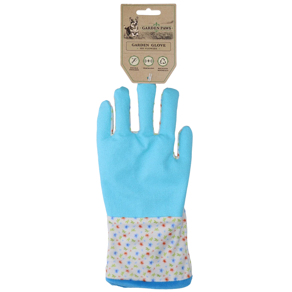 Gioco olfattivo con materiale frusciante e spazio per gli snack – Garden Paws Garden Glove Sky Flowers - immagine 1