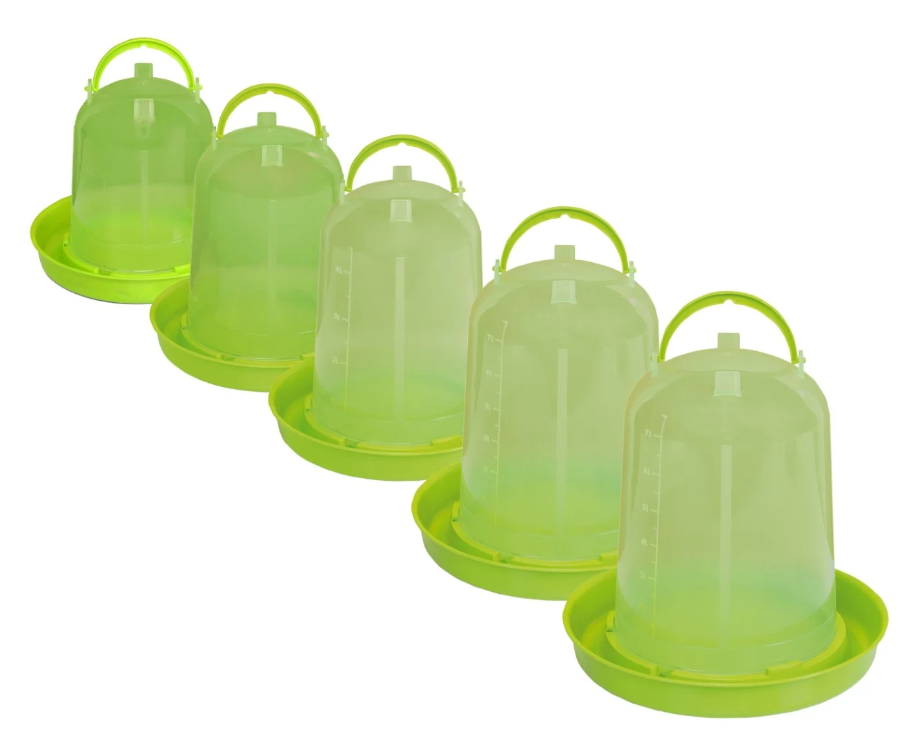 Abbeveratoio a torre per polli in plastica trasparente, verde lime, 5 l – Gaun - immagine 5