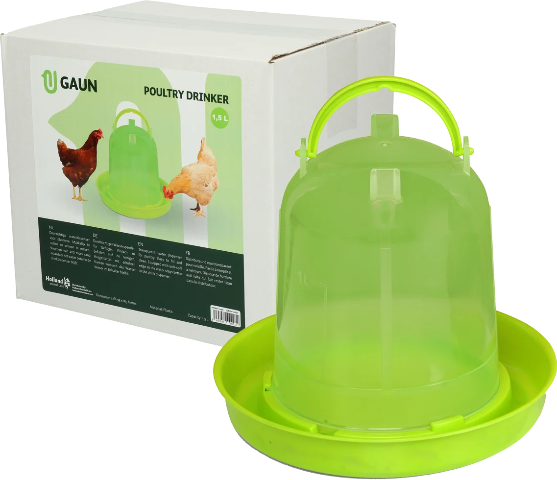 Torre abbeveratoio per galline in plastica trasparente verde lime 1,5 l – Gaun - immagine 1