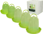 Abbeveratoio a torre per polli in plastica trasparente, verde lime, 5 l – Gaun - immagine 6