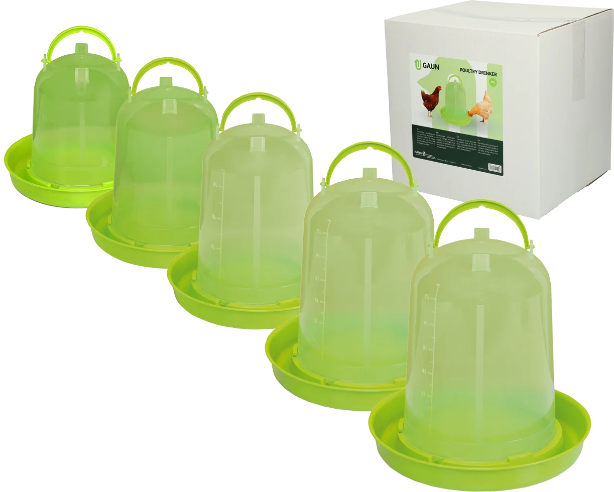 Abbeveratoio a torre per polli in plastica trasparente, verde lime, 5 l – Gaun - immagine 6