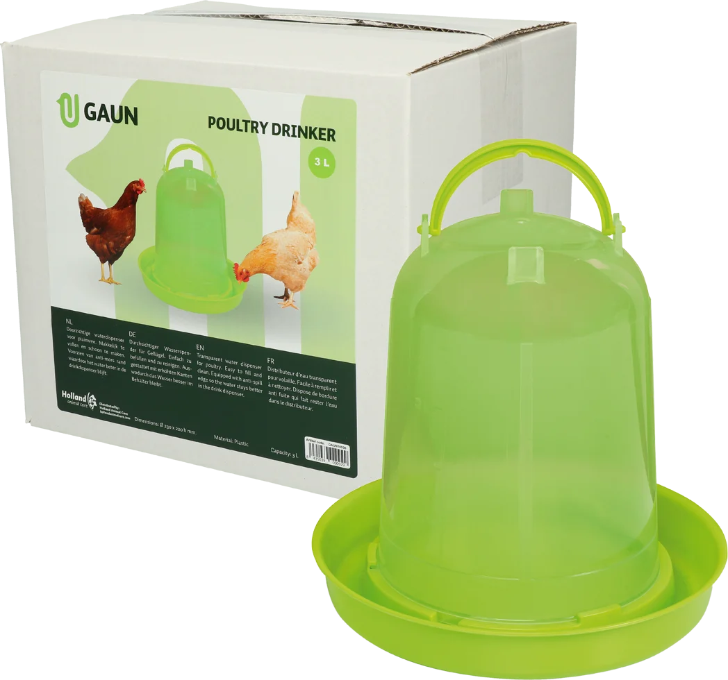 Abbeveratoio a torre per polli in plastica trasparente verde lime 3 l – Gaun - immagine 1
