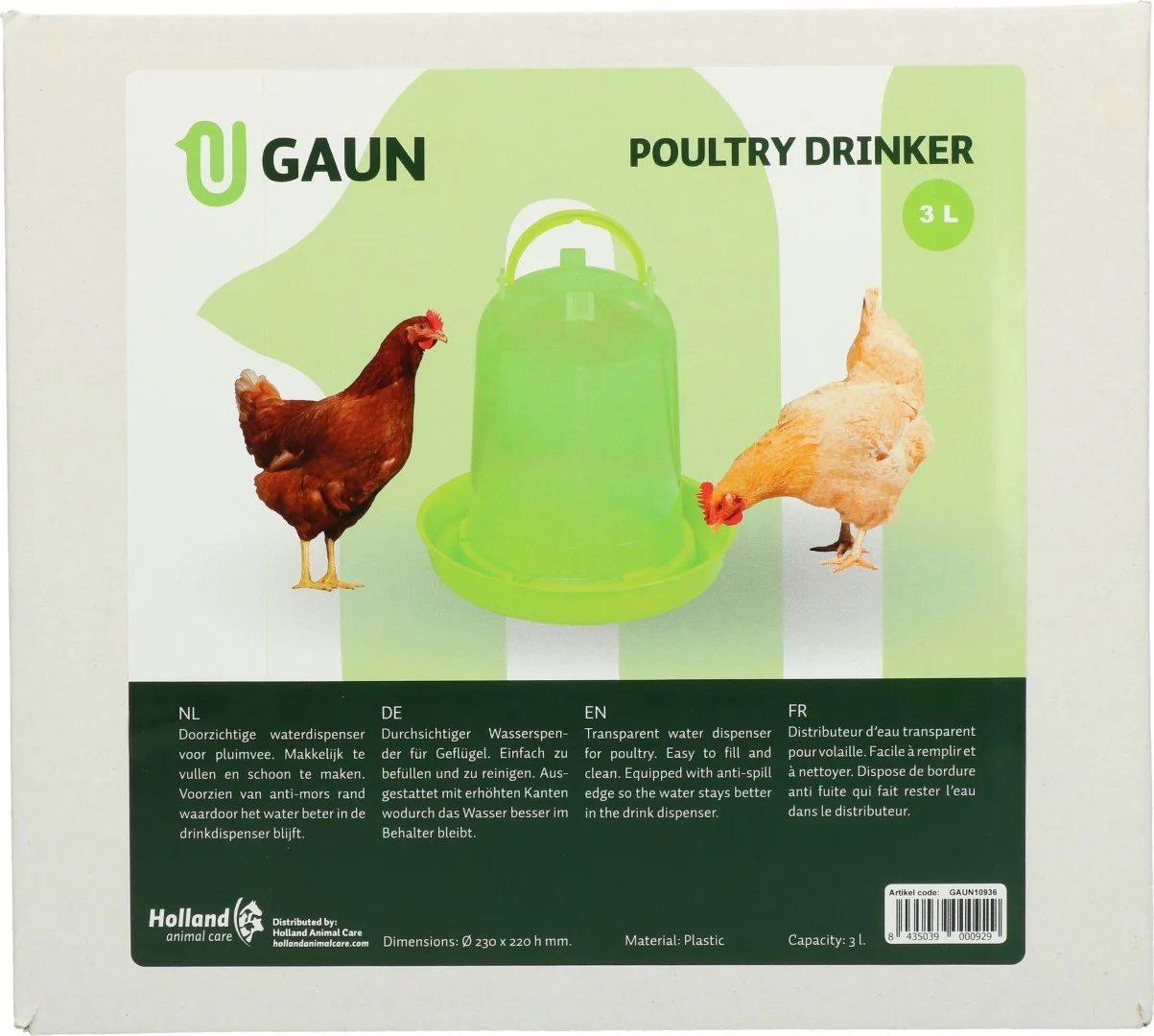 Abbeveratoio a torre per polli in plastica trasparente verde lime 3 l – Gaun - immagine 4