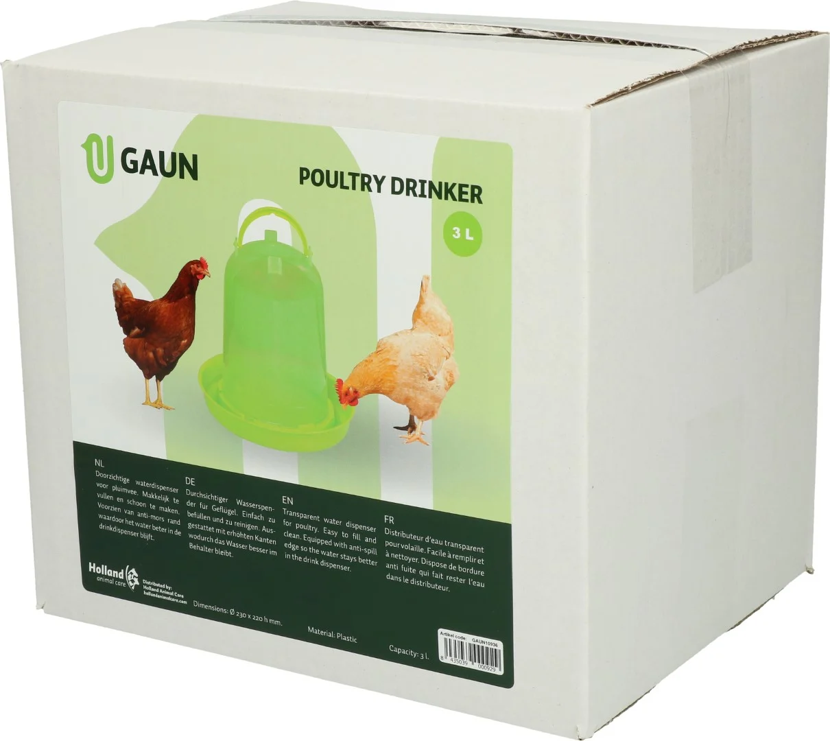 Abbeveratoio a torre per polli in plastica trasparente verde lime 3 l – Gaun - immagine 3