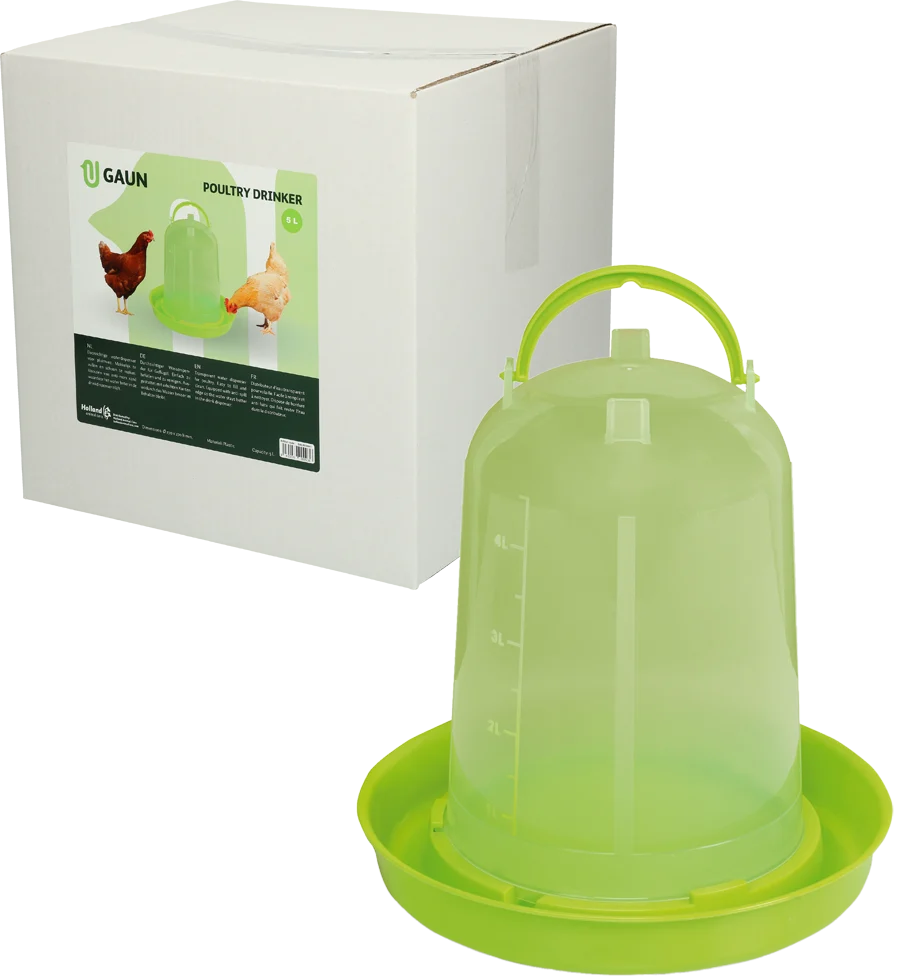 Abbeveratoio a torre per polli in plastica trasparente, verde lime, 5 l – Gaun - immagine 1