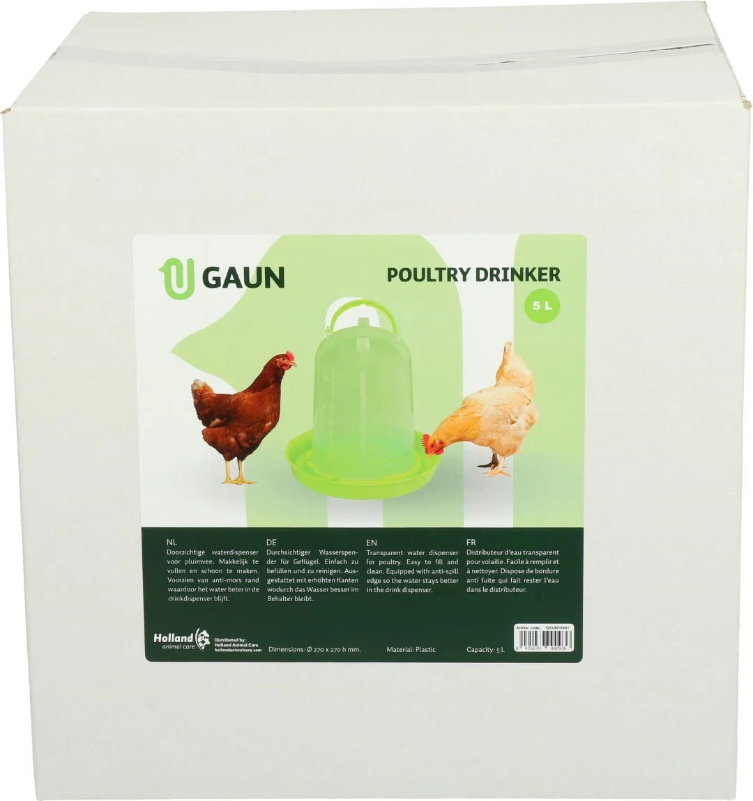 Abbeveratoio a torre per polli in plastica trasparente, verde lime, 5 l – Gaun - immagine 4