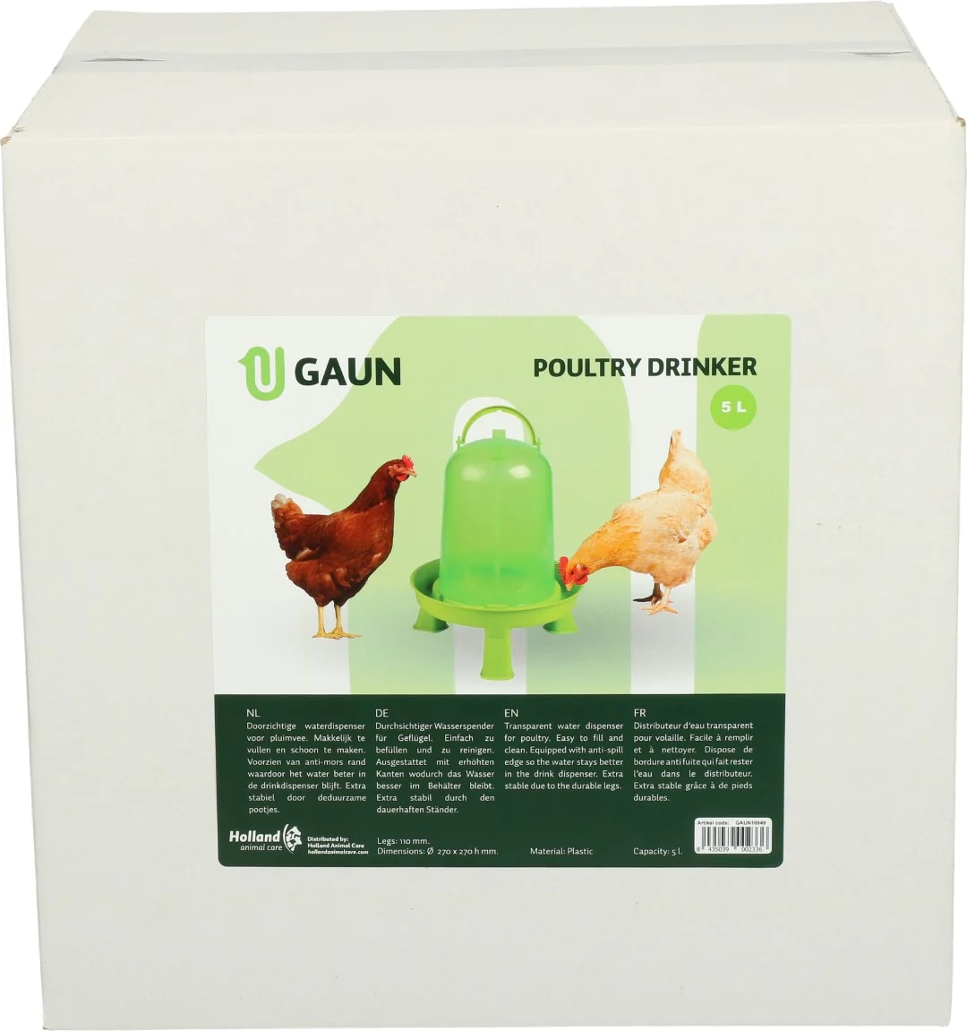 Abbeveratoio per pollame con piedini, verde lime 5 l – Gaun - immagine 4