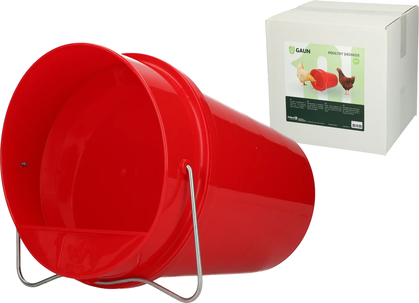 Secchio abbeveratoio per polli in plastica 6 l rosso – Gaun - immagine 1