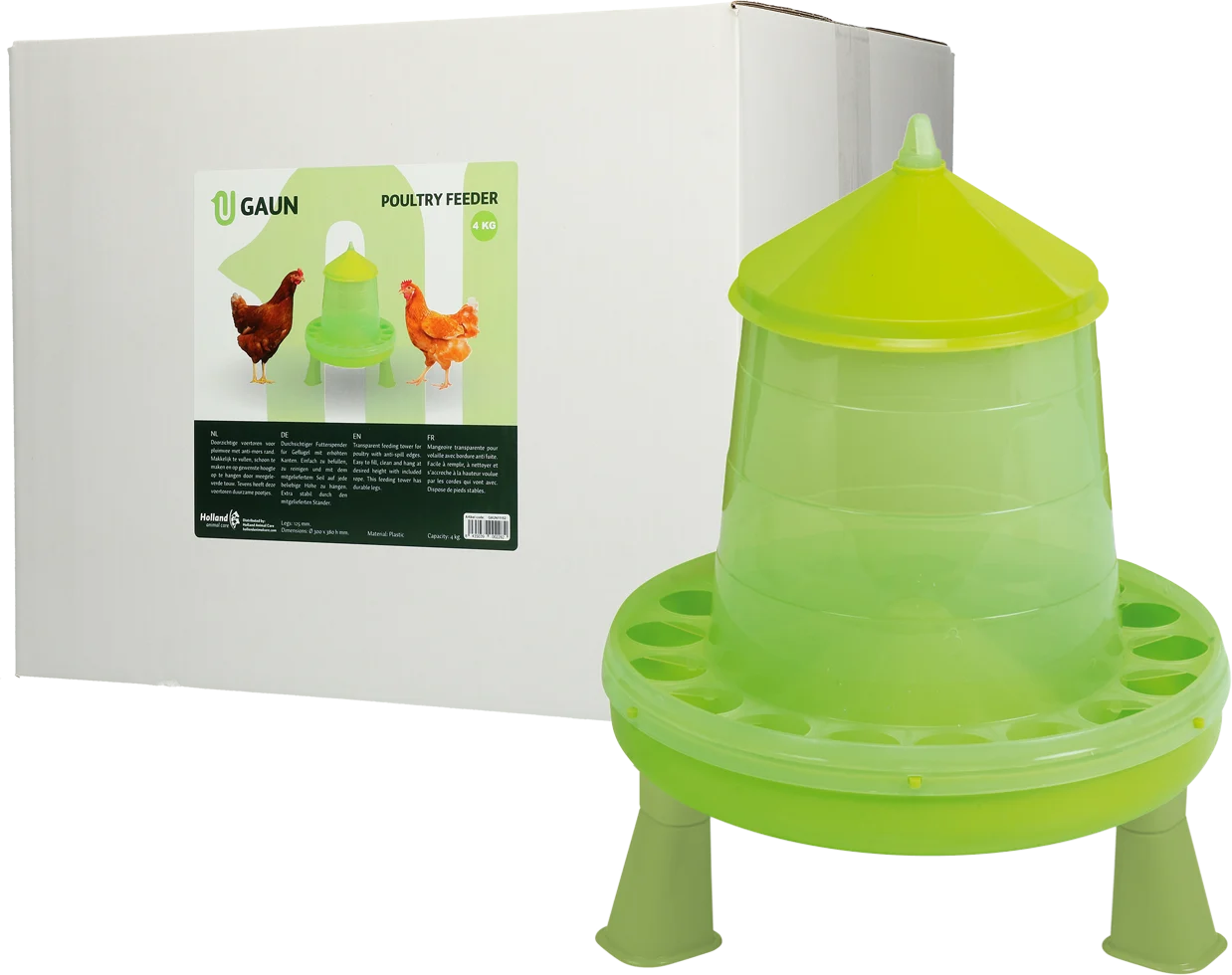 GAUN11152.png Mangiatoia a torre per pollame su piedini verde lime, 4 kg – Gaun - immagine 1