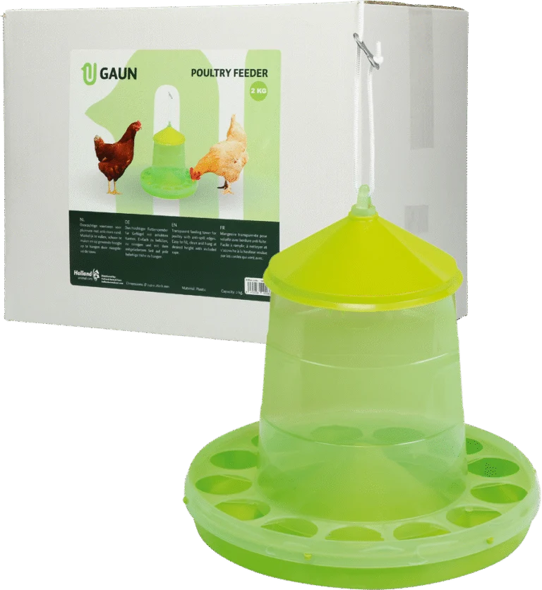 Torre mangiatoia per pollame in bioplastica trasparente, verde lime, 2 kg – Gaun Bio Green Lemon