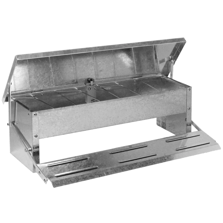 Mangiatoia a pedale per polli con coperchio, 56 x 36 x 18,5 cm – Gaun