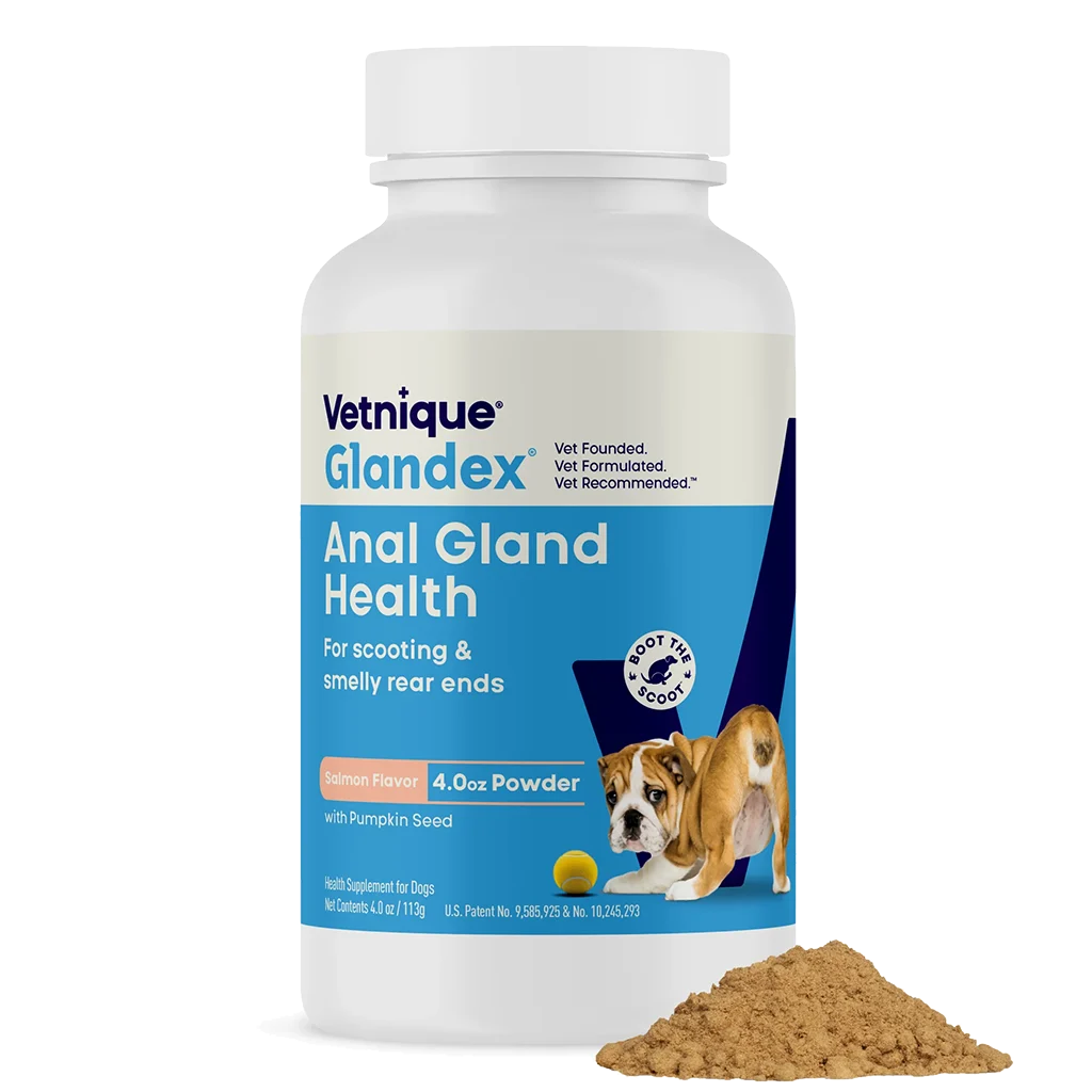GLAN44975.png Polvere per le ghiandole anali di cani e gatti, al gusto di salmone, 113 g – Glandex Powder - immagine 1