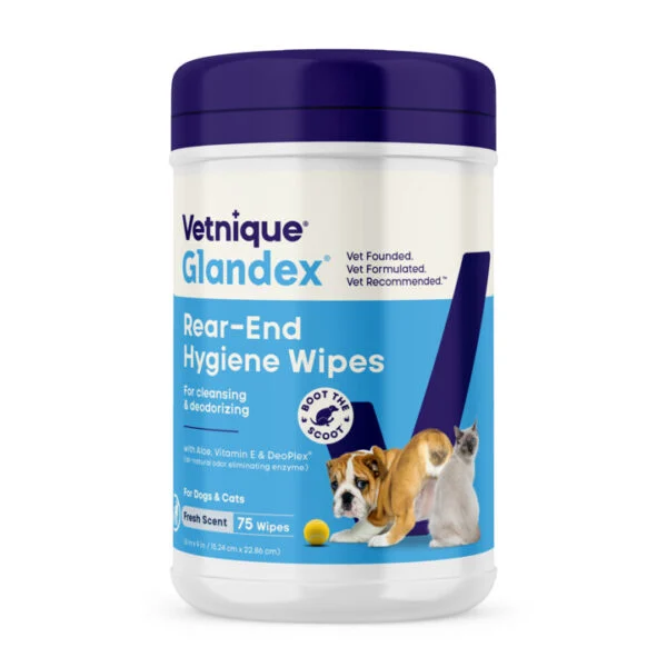 Salviette detergenti per la zona posteriore di cani e gatti, 75 pezzi – Glandex Wipes