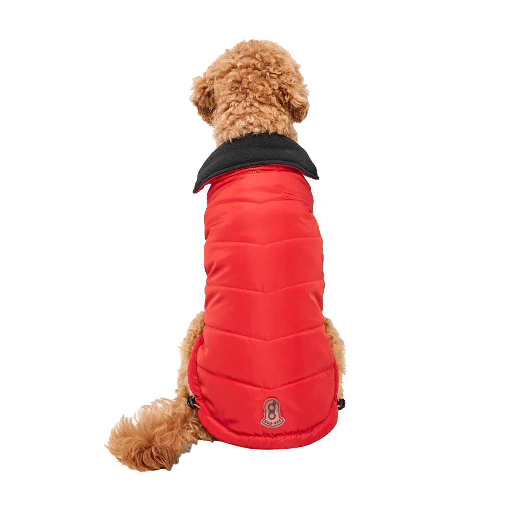 Giacca per cani con fodera in peluche e parte esterna idrorepellente, taglia XS, rossa e nera – Goo-eez Mock Neck Signature Wrap Jacket - immagine 2
