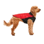Giacca per cani con fodera in peluche, idrorepellente, M, lunghezza della schiena 45 cm, rossa e nera – Goo-eez Mock Neck Signature Wrap Jacket