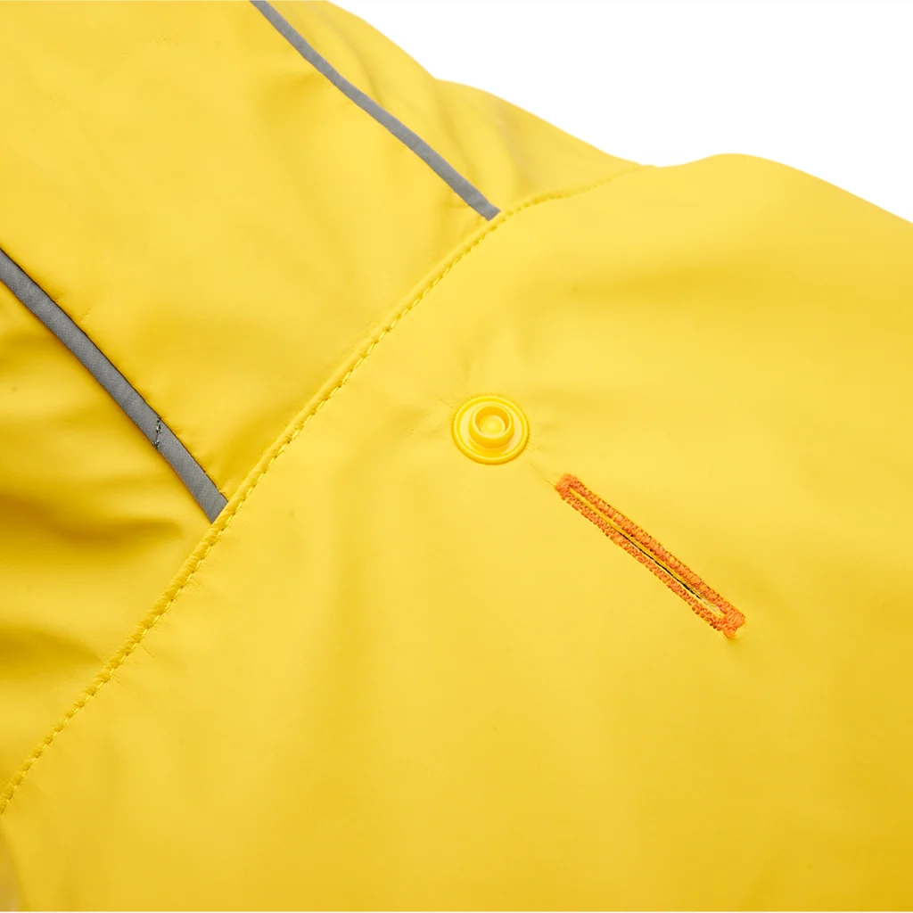 Impermeabile per cani con cappuccio e bordo riflettente, taglia M, giallo e grigio – Goo-eez Reflective Hooded Raincoat - immagine 5