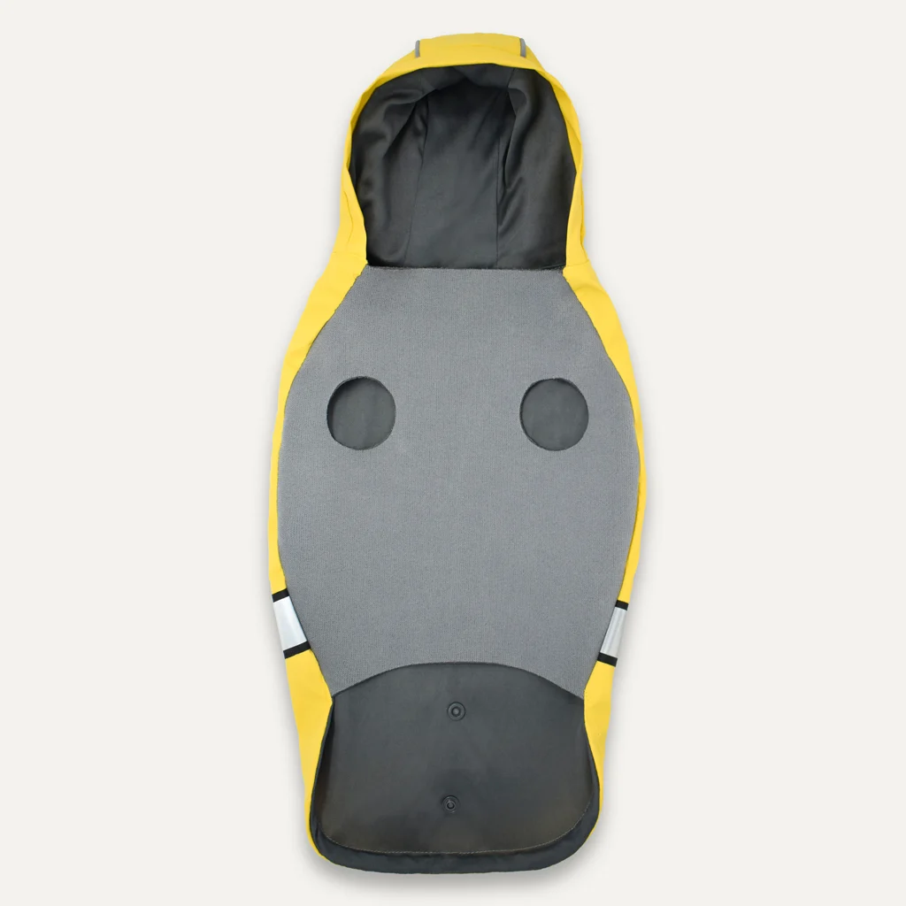 Impermeabile per cani con cappuccio e bordo riflettente, XXL, lunghezza del dorso 64 cm, giallo e grigio – Goo-eez Reflective Hooded Raincoat - immagine 4