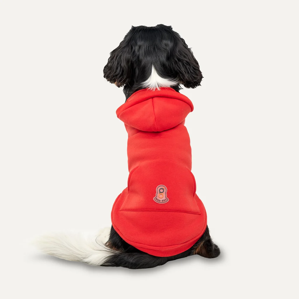 Felpa per cani in pile con fodera in peluche, taglia XS, rossa e nera – Goo-eez Kangaroo Fleece Hoodie - immagine 4